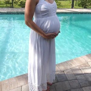 White Motherhood Maternity maxi dress
